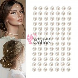 Perlute din acril pentru make-up, par sau corp cu adeziv PGA004 Crem 8mm 120 buc